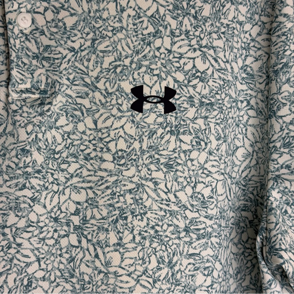 Under Armour White Polo with Light Blue Floral Print NWOT - Picture 2 of 4